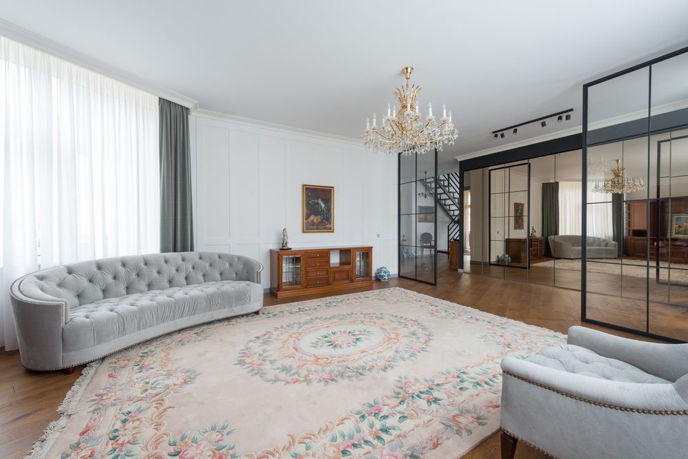 Staged room with coffee table
