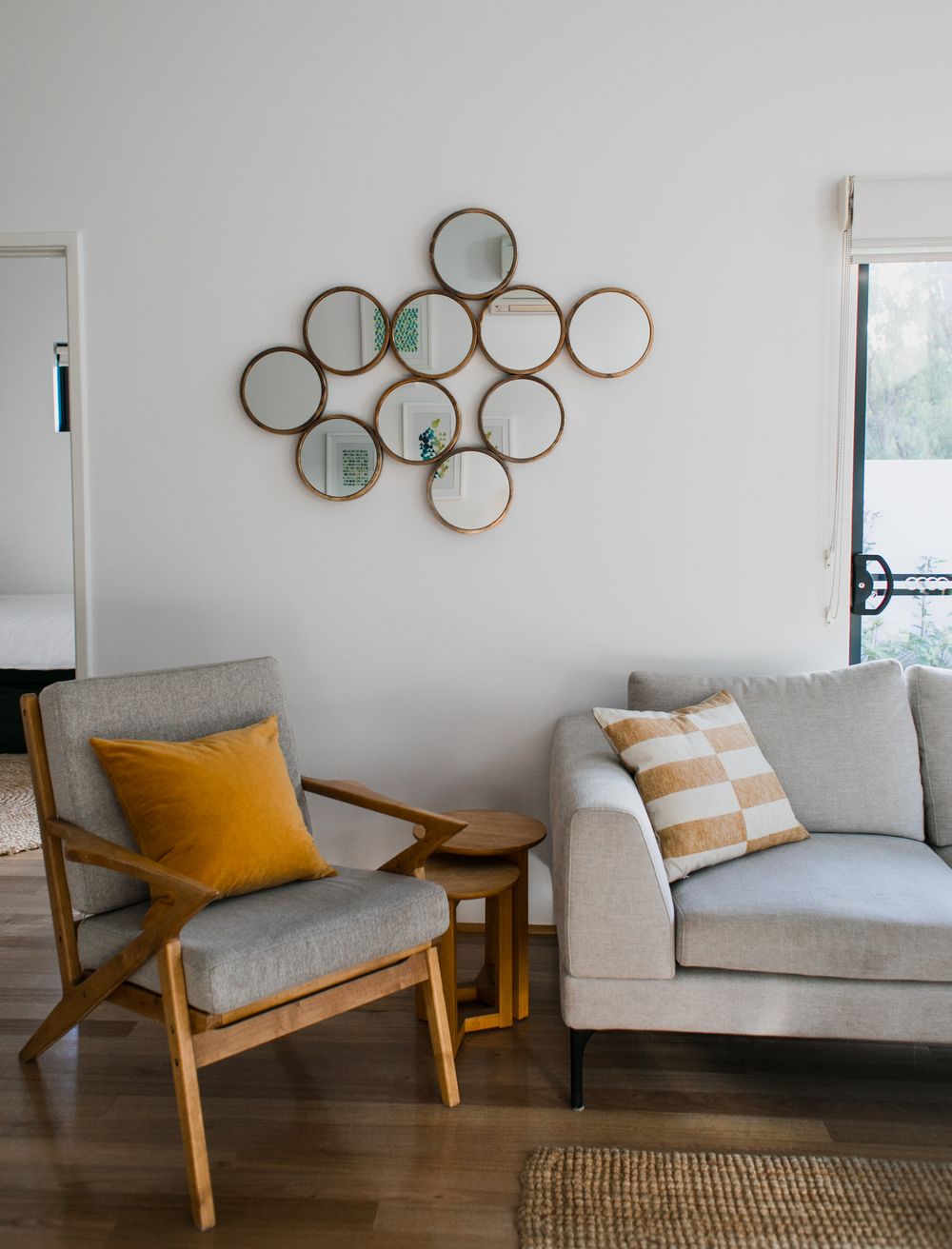 Staged room with rug